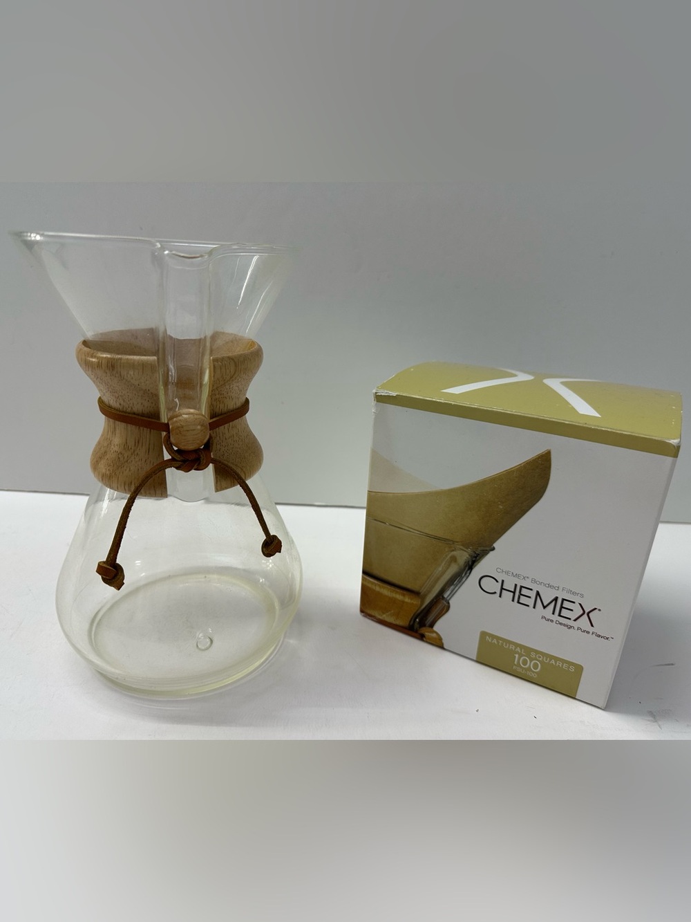 Chemex Classic Pour-Over Coffee Maker with Natural Wood Collar - Clear & Filters
